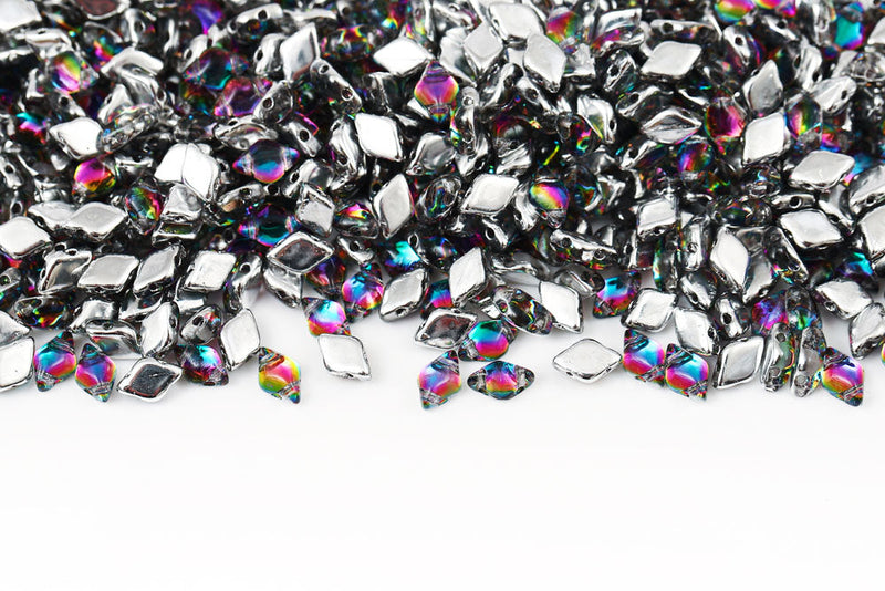 Gemduo 8×5mm Backlit Spectrum 2-Hole Czech Beads