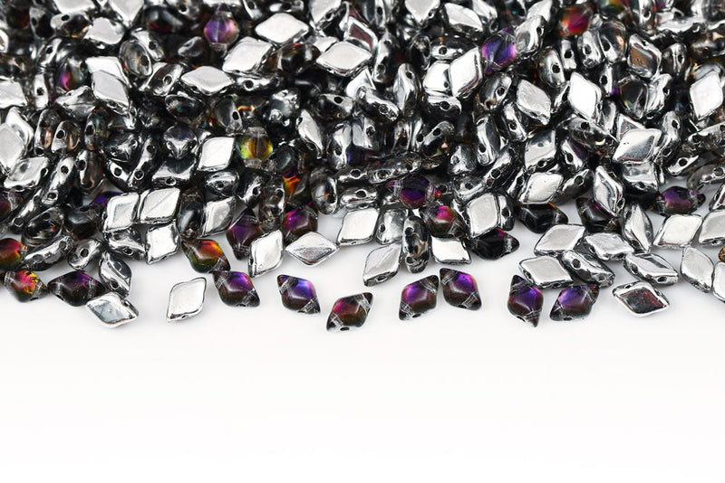 Gemduo 8×5mm Backlit Purple Haze 2-Hole Czech Beads