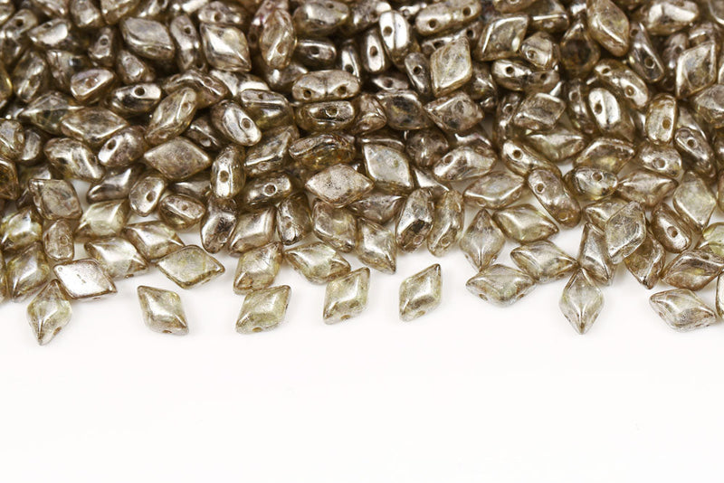 Gemduo 8×5mm Crystal Gleam White Glaze 2-Hole Czech Beads