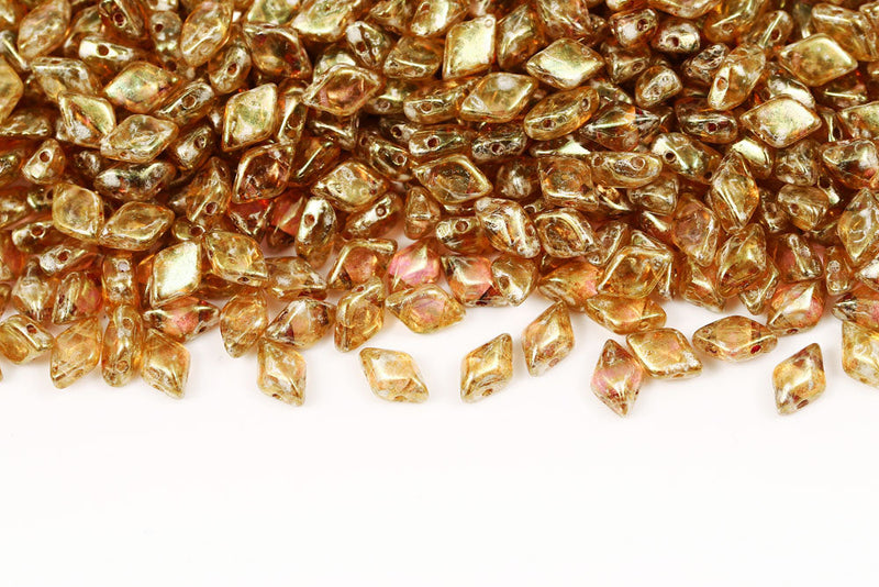 Gemduo 8×5mm Crystal Gleam Lila Glaze 2-Hole Czech Beads