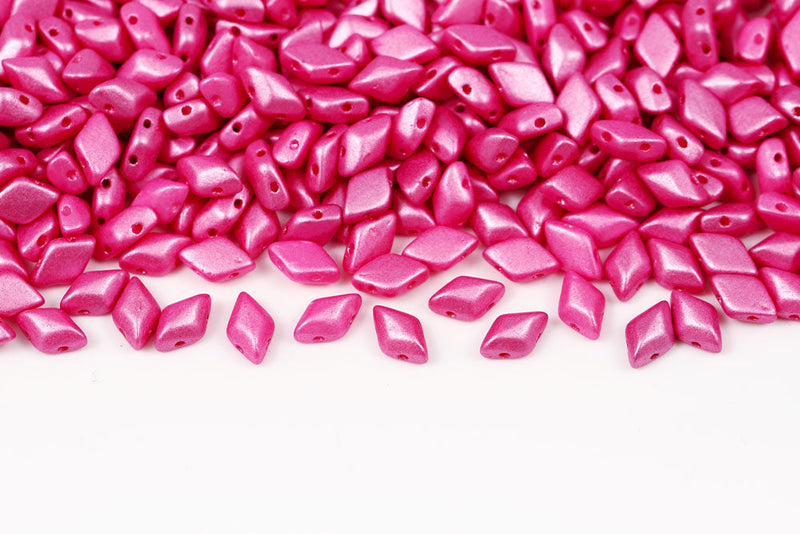 Gemduo 8×5mm Pearl Shine Light Fuchsia 2-Hole Czech Beads