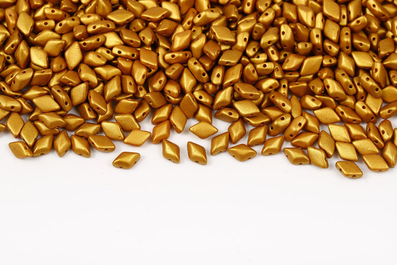 Gemduo 8×5mm Gold Shine Yellow Sun 2-Hole Czech Beads