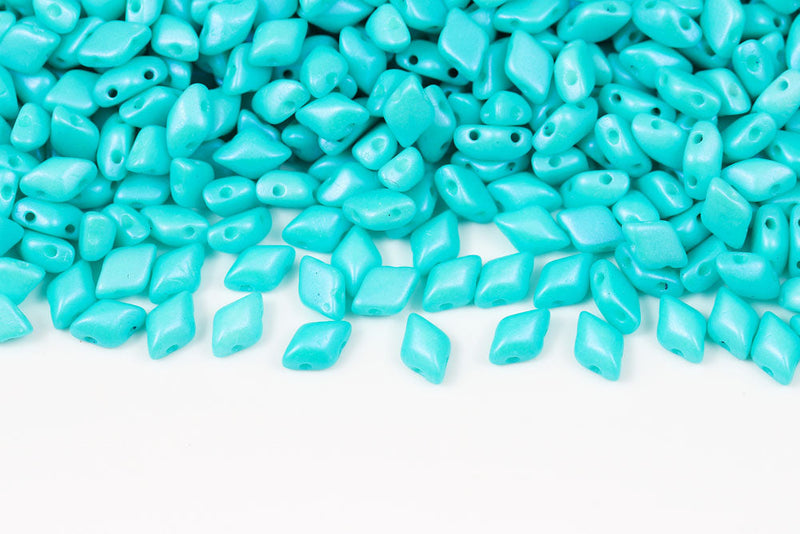 Gemduo 8×5mm Tropical Mint 2-Hole Czech Beads