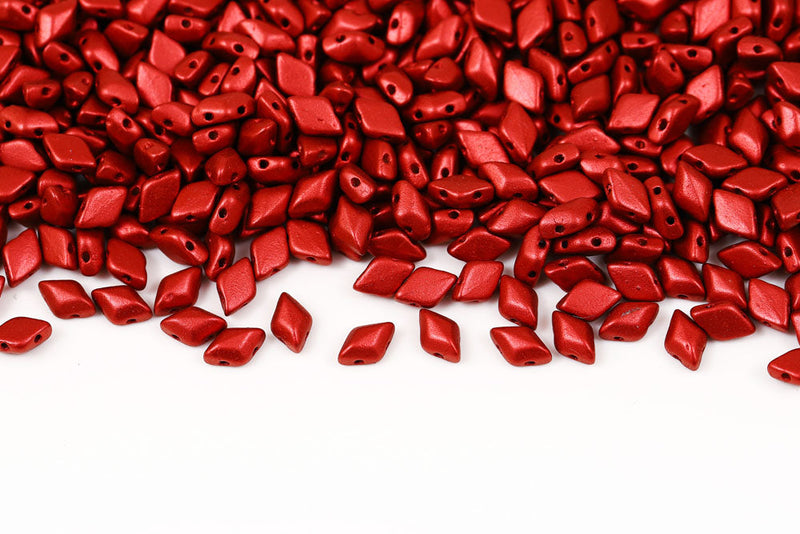 Gemduo 8×5mm Chalk Lava Red 2-Hole Czech Beads