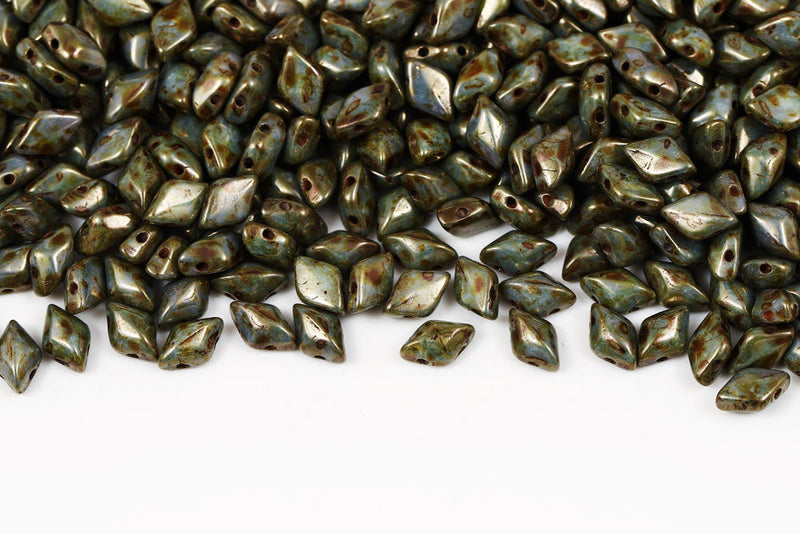 Gemduo 8×5mm Chalk Copper Glaze 2-Hole Czech Beads