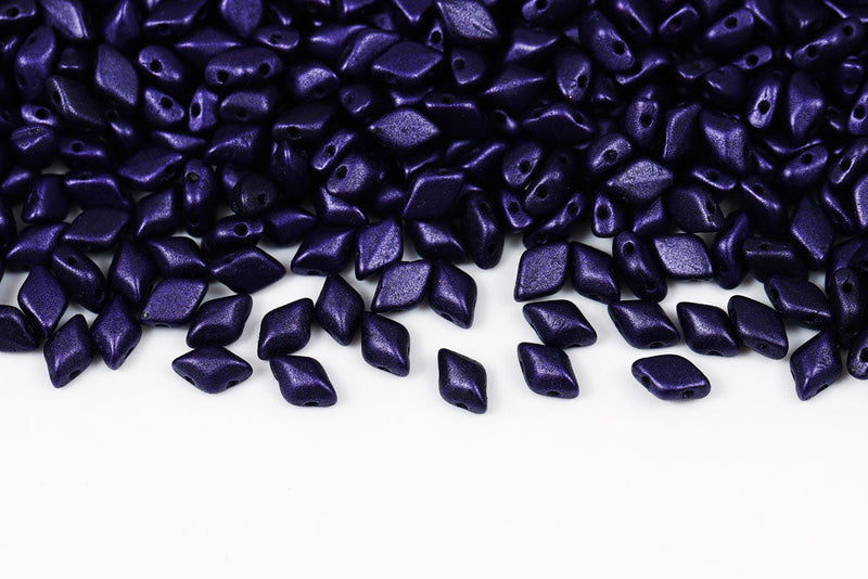 Gemduo 8×5mm Metallic Suede Purple 2-Hole Czech Beads