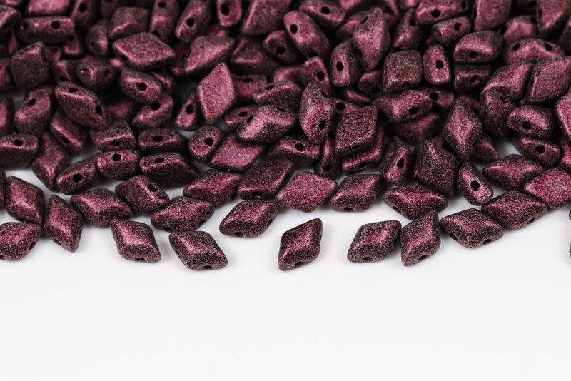 Gemduo 8×5mm Metallic Suede Pink 2-Hole Czech Beads