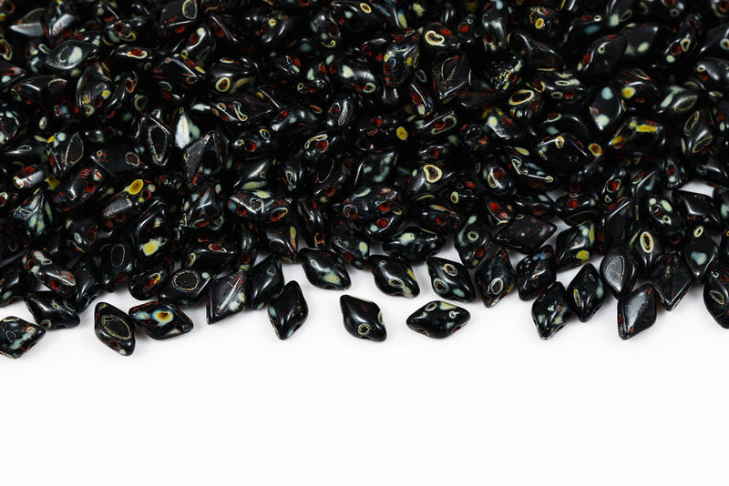 Gemduo 8×5mm Jet Travertin Dark 2-Hole Czech Beads