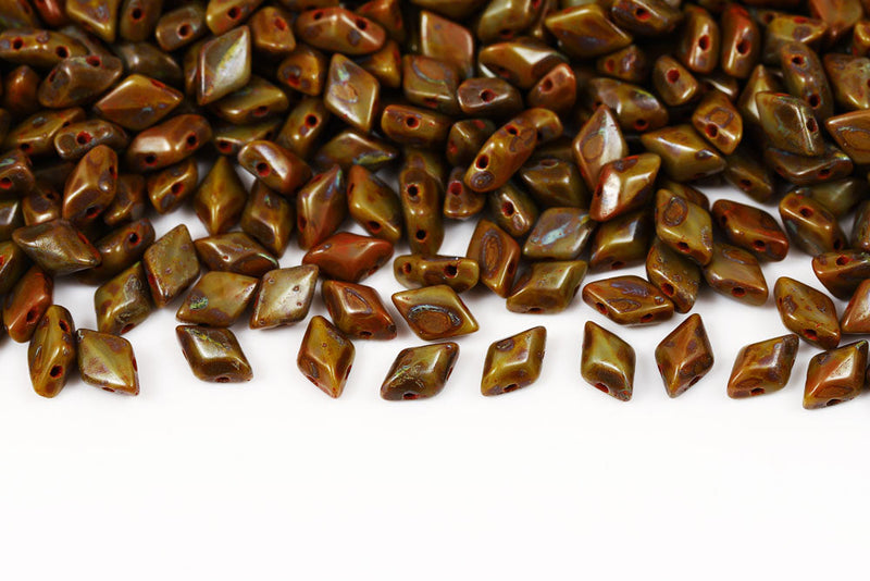 Gemduo 8×5mm Opaque Gray Travertin Dark 2-Hole Czech Beads