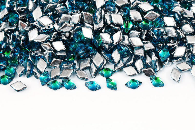 Gemduo 8×5mm Backlit Aquasol 2-Hole Czech Beads