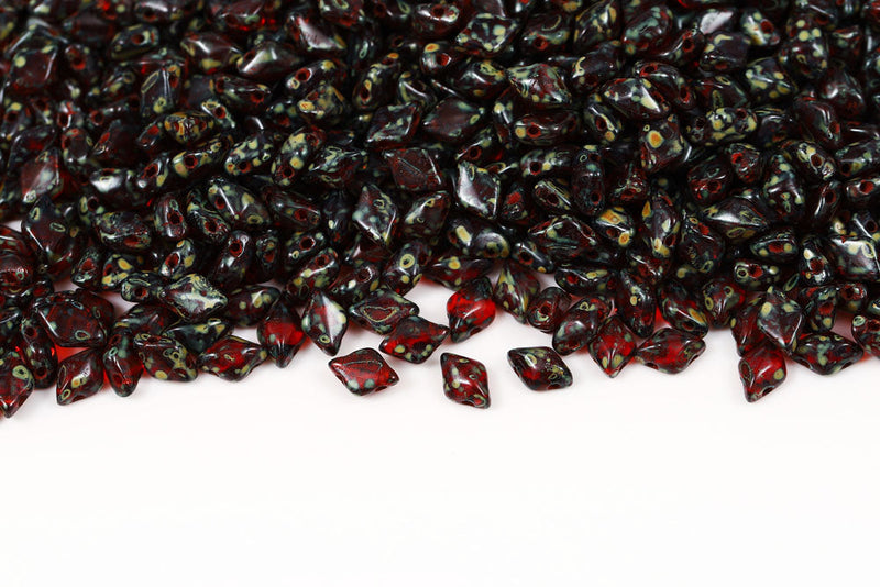 Gemduo 8×5mm Hyacinth Travertin Dark 2-Hole Czech Beads