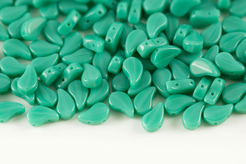 Flatduo 8×5mm Turquoise Green 2-Hole Czech Beads