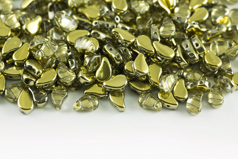 Flatduo 8×5mm Crystal Amber 2-Hole Czech Beads