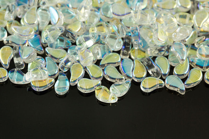 Flatduo 8×5mm Crystal Ab 2-Hole Czech Beads