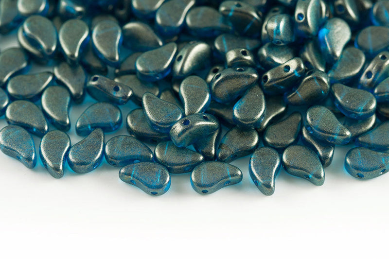 Flatduo 8×5mm Halo Celestial Blue 2-Hole Czech Beads
