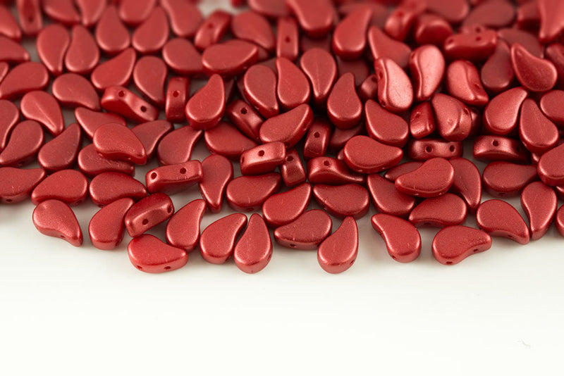 Flatduo 8×5mm Pastel Dark Coral 2-Hole Czech Beads