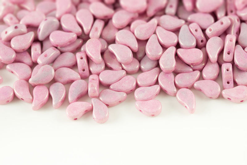 Flatduo 8×5mm Chalk Lila Luster 2-Hole Czech Beads