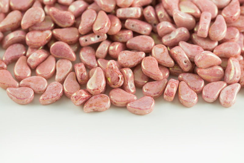 Flatduo 8×5mm Chalk Red Terracotta 2-Hole Czech Beads