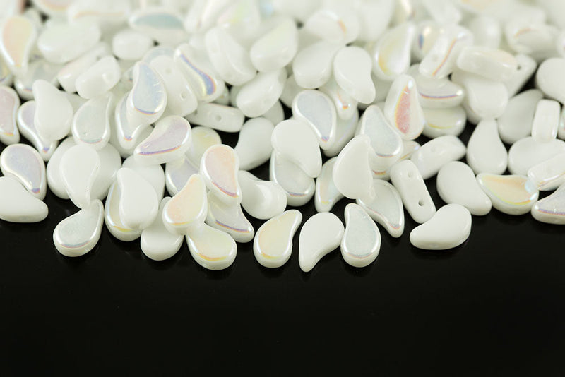 Flatduo 8×5mm Chalk Ab 2-Hole Czech Beads