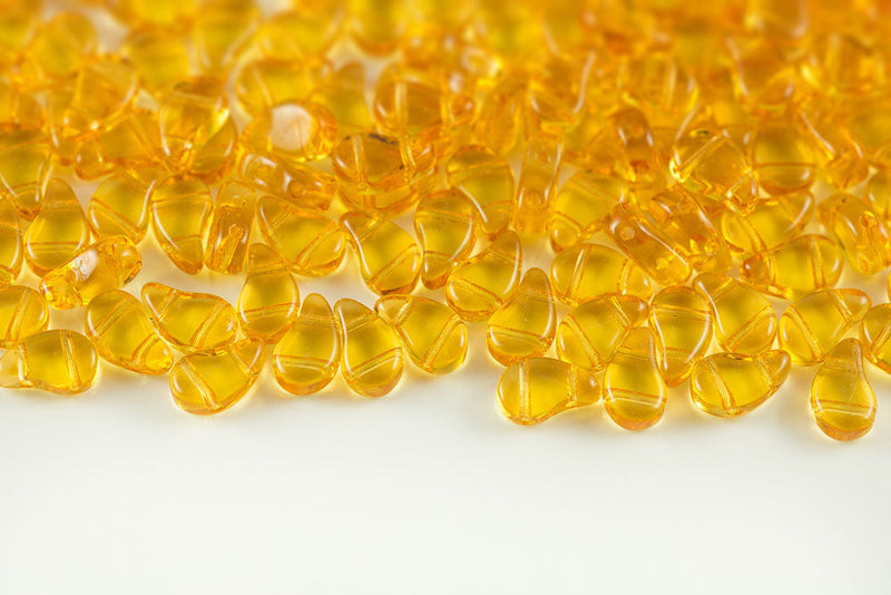 Flatduo 8×5mm Topaz 2-Hole Czech Beads