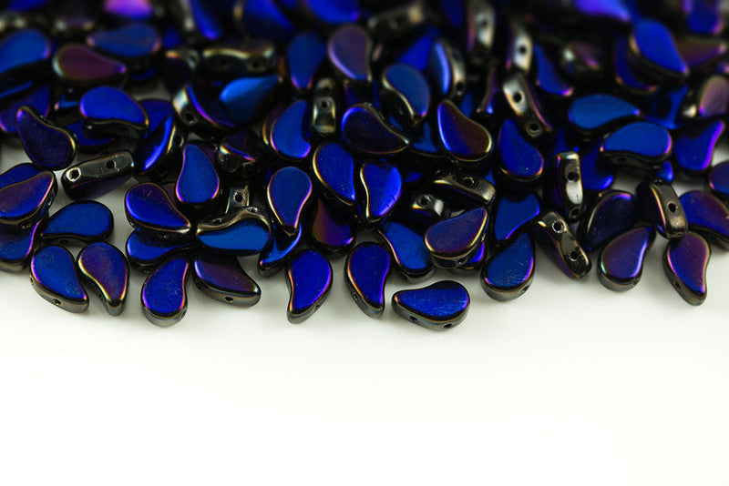 Flatduo 8×5mm Jet Full Azuro 2-Hole Czech Beads