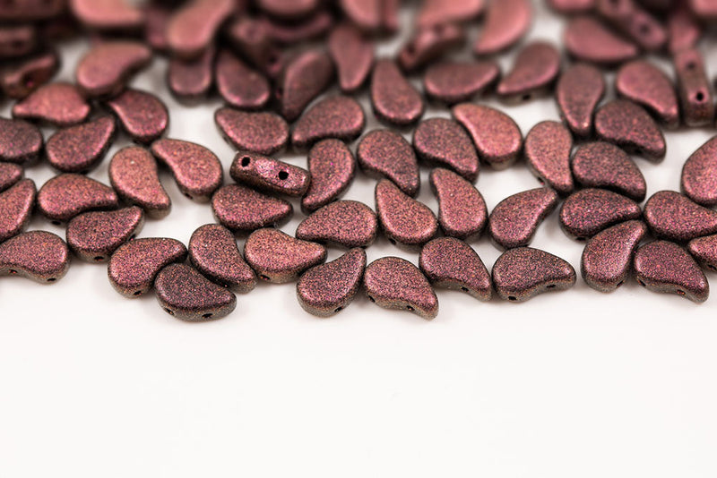 Flatduo 8×5mm Polychrome Dark Violet 2-Hole Czech Beads