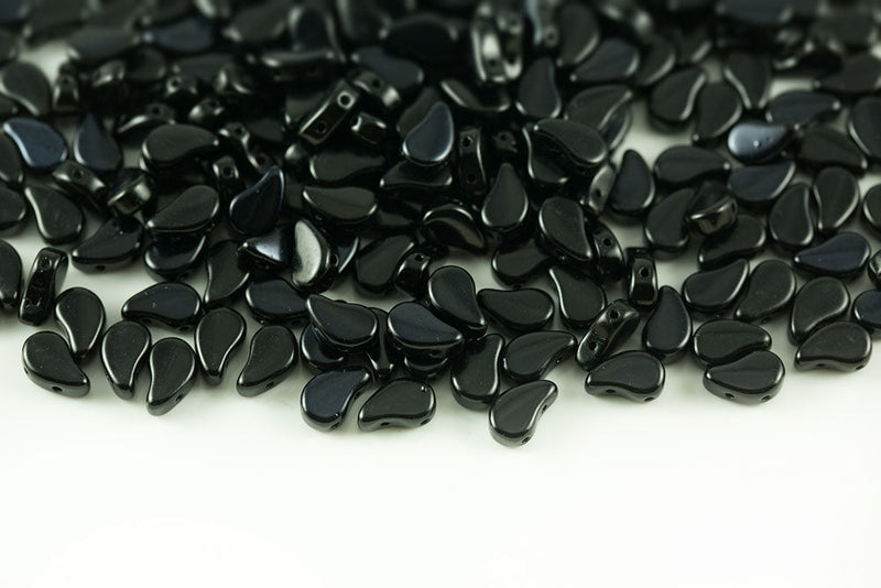 Flatduo 8×5mm Jet 2-Hole Czech Beads