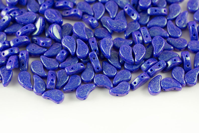 Flatduo 8×5mm Stardust Opaque Blue 2-Hole Czech Beads