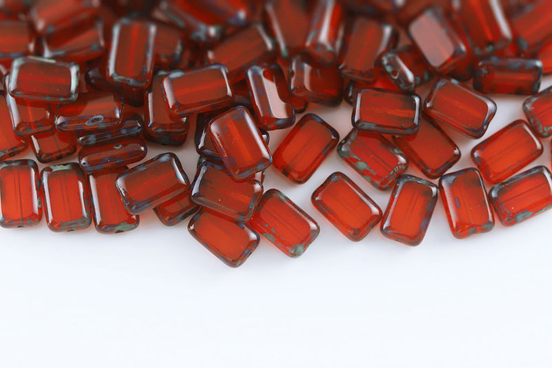 Rectangle 12×8mm Lt.Hyacinth Travertin 1-Hole Czech Beads