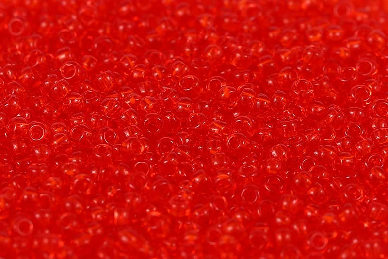 Preciosa Rocailles 8/0 Transparent Bright Red col.90050