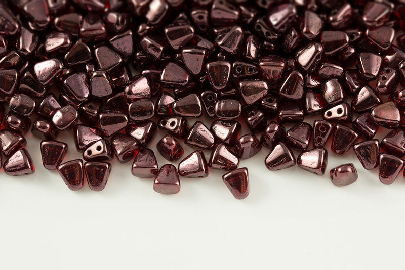 Nib-bit 6×5mm Vega On Ruby 2-hole Czech Beads