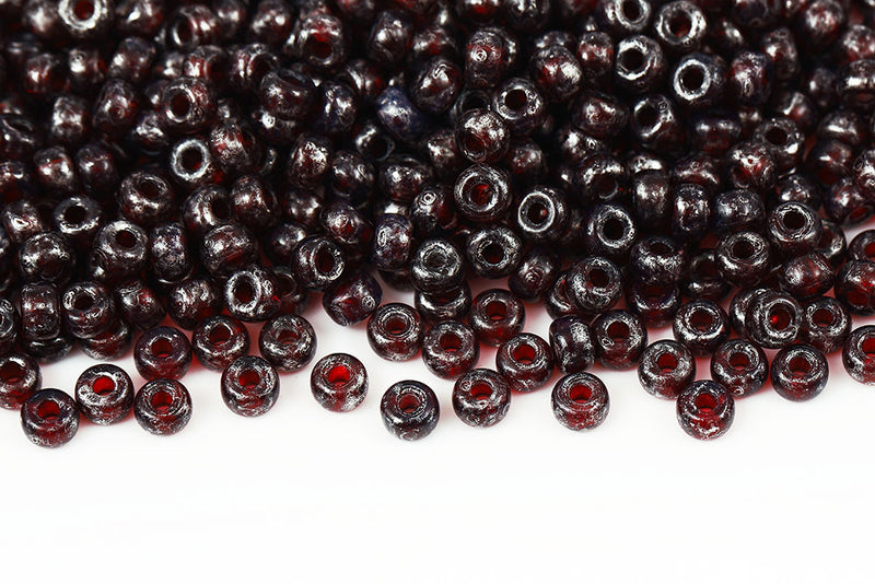 Matubo Round 2/0 Siam Picasso Czech Seed beads