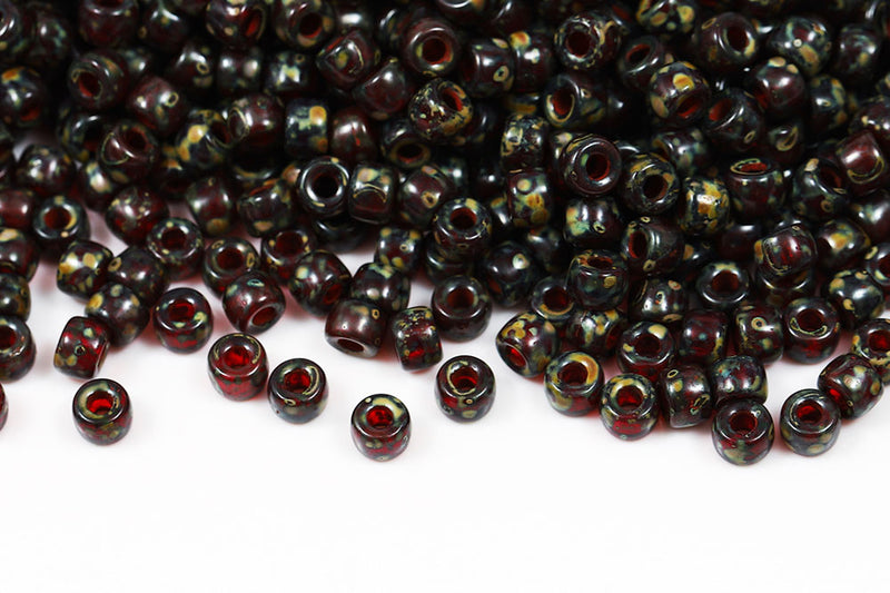 Matubo Round 2/0 Siam Travertin Czech Seed beads