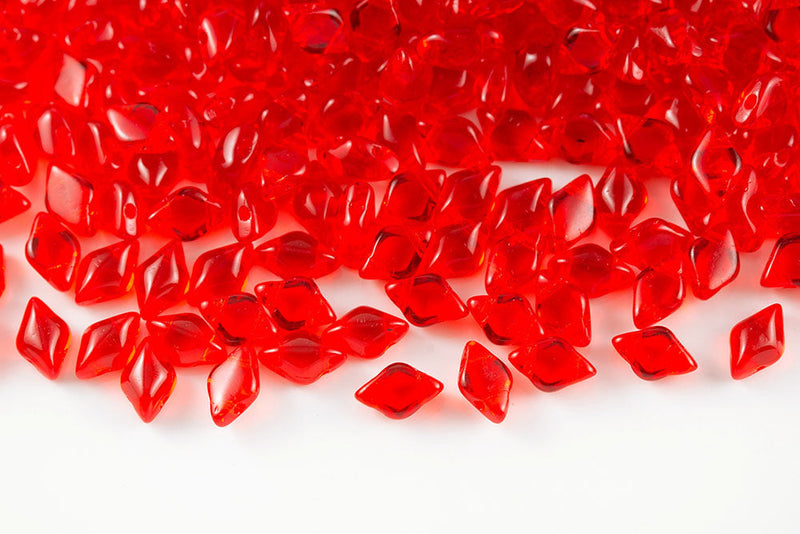Gemduo 8×5mm Ruby 2-Hole Czech Beads