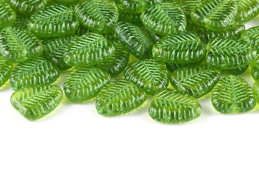 Heart Leaf 16×12mm Olivine With Green 1-Hole Czech Beads
