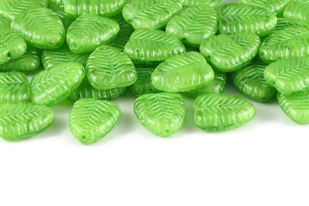 Heart Leaf 16×12mm Crystal Verdant Mixed With Green 1-Hole Czech Beads