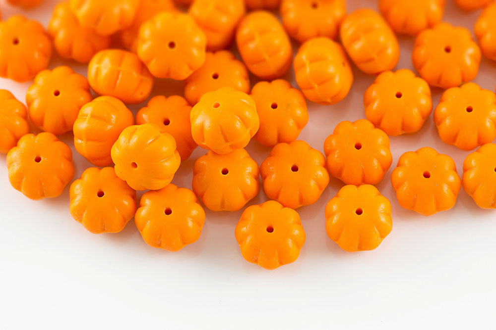 Pumpkin 11×8mm Opaque Orange 1-Hole Czech Beads
