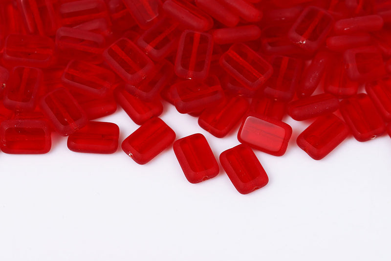 Rectangle 12×8mm Siam Matt 1-Hole Czech Glass Beads