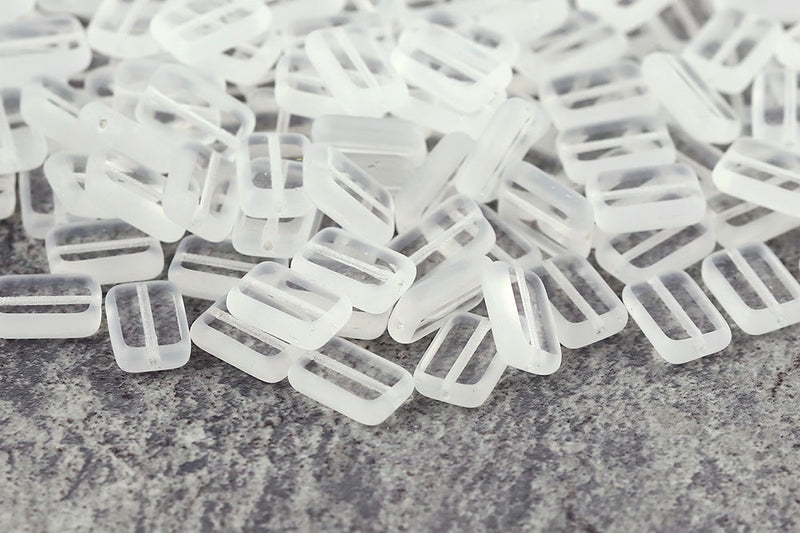 Rectangle 12×8mm 1-Hole Crystal Matt Czech Glass Beads