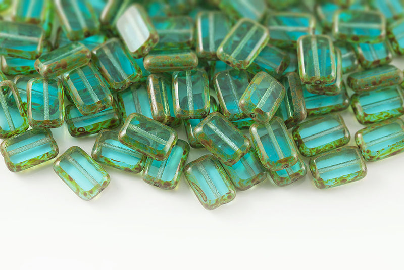 Rectangle 12×8mm 1-Hole Czech Glass Beads Col.60010-86800