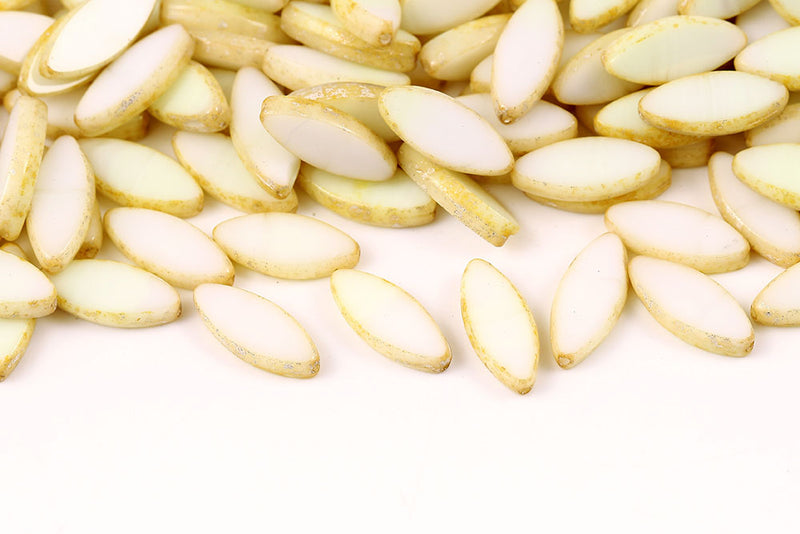 Ship 18×7mm Silver Splash Chalk Mixed 1-Hole Czech Beads