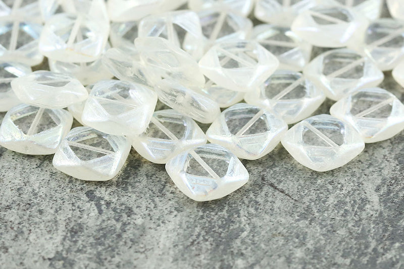 Window Designed 15×15mm Crystal AB Full 1-Hole Czech Beads