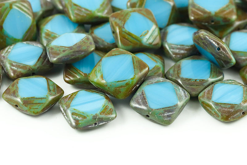 Window Designed 15×15mm 1-Hole Czech Glass Beads Col.61400-86800