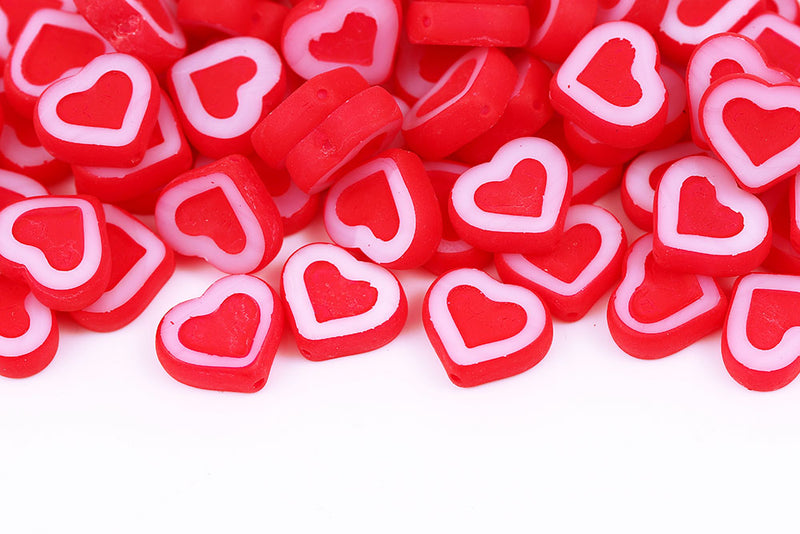 Heart 14×12mm Chalk Red Neon 1-Hole Czech Beads