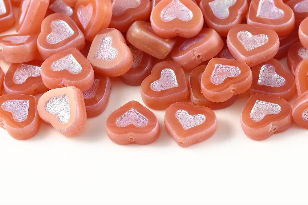 Heart 14×12mm Opal Lt.Pink AB Full 1-Hole Czech Beads