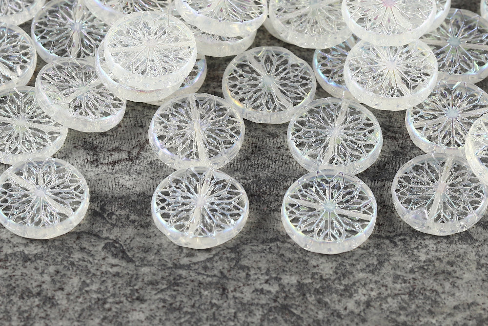Origami Flowers 18mm Crystal AB Full 1-Hole Czech Beads