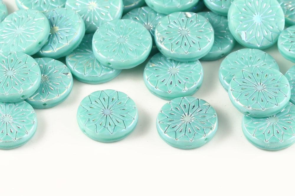 Origami Flowers 18mm Silk Caribbean Sea AB Full 1-Hole Czech Beads
