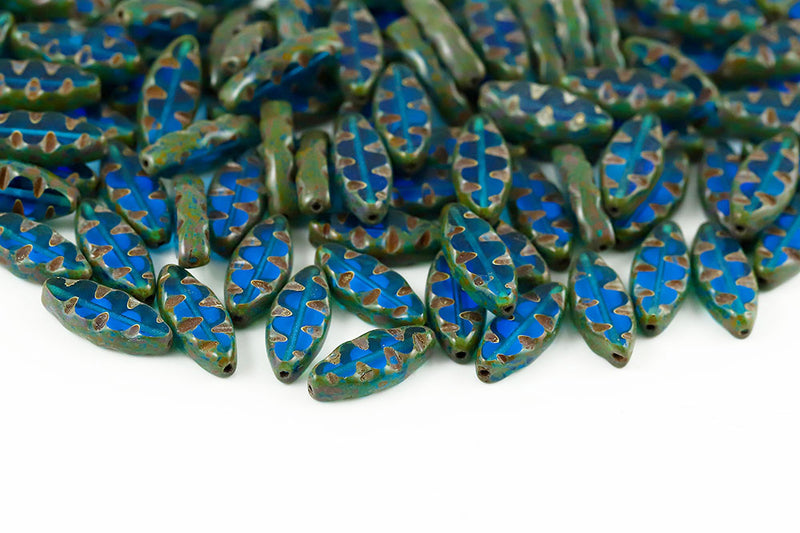 Serrated 18×7mm 1-Hole Czech Glass Beads Col.60080-86800