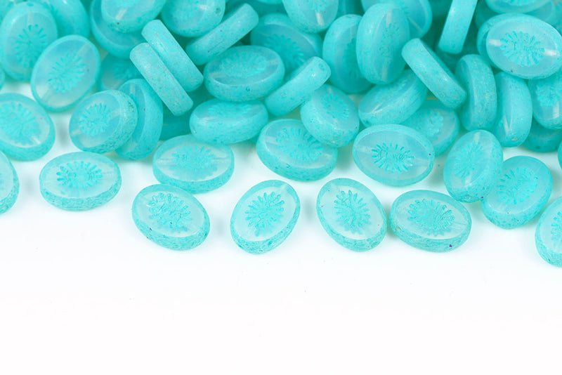 Kiwi 14×10mm Opal Blue Zircon Matt Finish 1-Hole Czech Beads