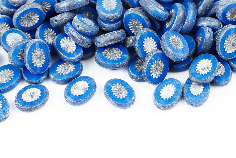 Kiwi 14×10mm Opal Blue Labrador 1-Hole Czech Beads